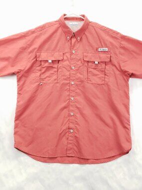 Columbia PFG Omni-Shade Shirt Mens Large Coral Vented Fishing Short Sleeve